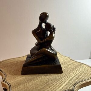 Dark Bronze Abstract Couple In a Loving Embrace Sculpture